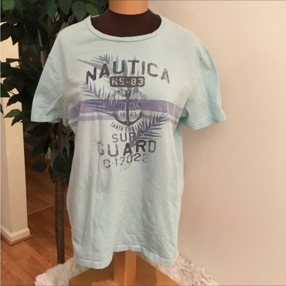 NAUTICA short sleeve tee unisex L refer to measurements green blue black - Picture 1 of 6